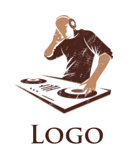 design a music logo disk jockey at turn table playing discs