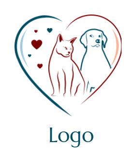 create a pet logo dog and cat in heart - logodesign.net