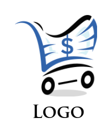 eshop logo dollar sign in shopping cart