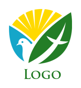 design a spirituality logo dove cross in leaves with sun for spirituality 
