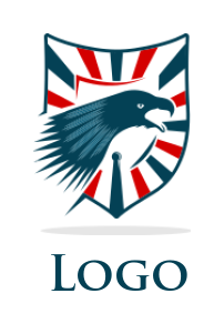 Make a pet logo of eagle head American flag stripes in shield  