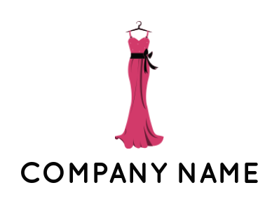 apparel logo gown on hanger with a ribbon sash
