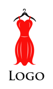 Fashion logo maker with a fancy red dress on hanger