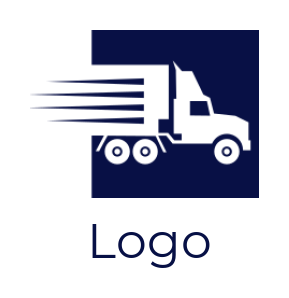 logistics logo illustration fast moving cargo truck inside square 