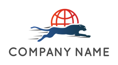 animal logo online fast moving jaguar with globe