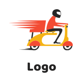 logistics logo image fast rider on scooter with goods - logodesign.net