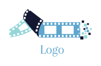 Design a film production logo of film reel with digital pixels - logodesign.net