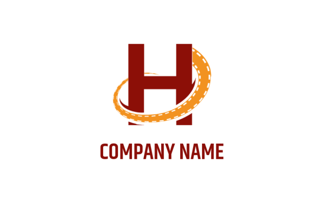 design a Letter H logo with film strip swoosh
