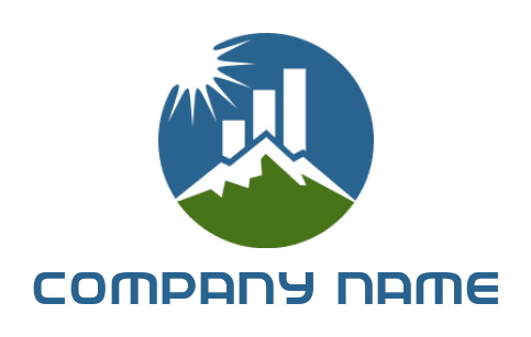 finance logo maker financial bars with mountain in circle