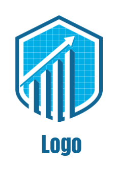 finance logo of financial bars arrow in shield 