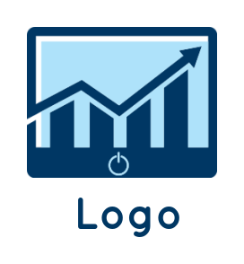financial logo graph in computer arrow and bars 
