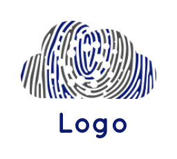 design an IT logo fingerprints in cloud shape with dots inside 