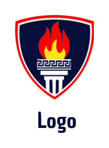 insurance logo maker fire torch in shield - logodesign.net