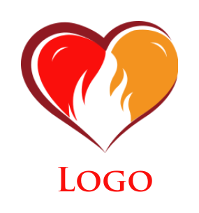 dating logo maker flames in heart - logodesign.net