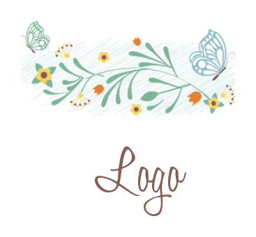 make a landscape logo flower vines butterflies