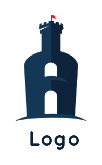 Liquor store logo fort forming wine bottle