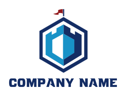insurance logo of a fortress in hexagon shape