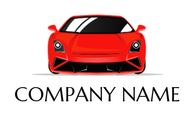 autoshop logo icon front view of red sports car - logodesign.net