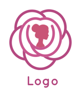 beauty logo maker girl face in outline flower