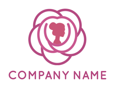 beauty logo maker girl face in outline flower