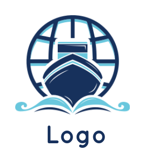 make a logistics logo globe and ship on waves - logodesign.net