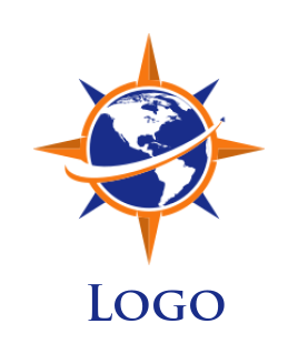 travel logo maker world inside of a compass - logodesign.net