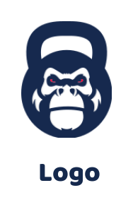animal logo gorilla face forming kettle bell