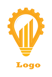 engineering logo graph in bulb with gear