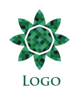 Make a gemstones logo maker green poly flower