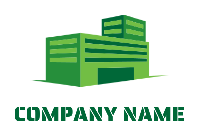create a storage logo with a green warehouse.