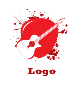 music logo guitar in pick with splashes for band