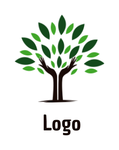 landscape logo icon hand tree with green leaves - logodesign.net