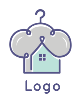make an apparel logo hanger with cloud and house