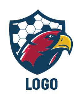 pet logo hawk come out shield and soccer pattern