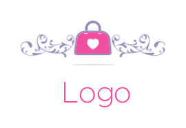 design an apparel logo heart inside handbag with ornaments 