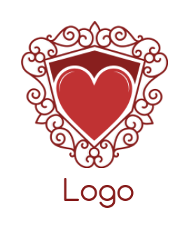 dating logo heart inside shield with ornaments