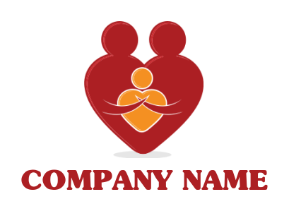 childcare logo of heart parents hold heart kid