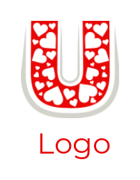 create a Letter U logo with hearts inside