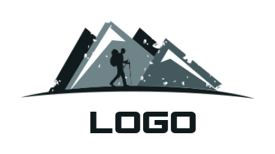 travel logo hiker in mountain background