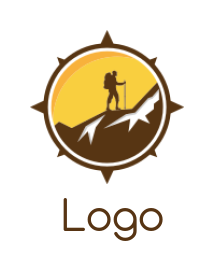 travel logo image hiker inside compass