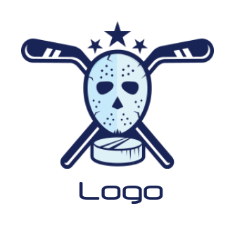 create a sports logo hockey with puck and mask