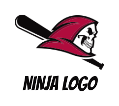 sports logo template hooded skull with baseball bat - logodesign.net