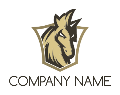 animal logo of horse mascot inside the shield