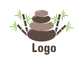 spa logo hot stone with bamboo sticks leaves 