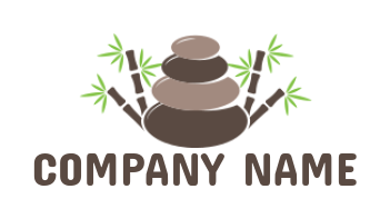 spa logo hot stone with bamboo sticks leaves 