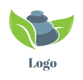 generate a spa logo of a hot stone with leaves