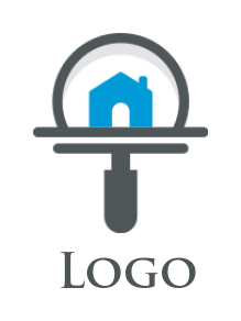 property logo abstract house in magnifying glass