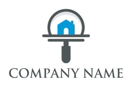 property logo abstract house in magnifying glass