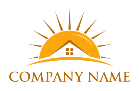 real estate logo template house roof inside sun with rays - logodesign.net