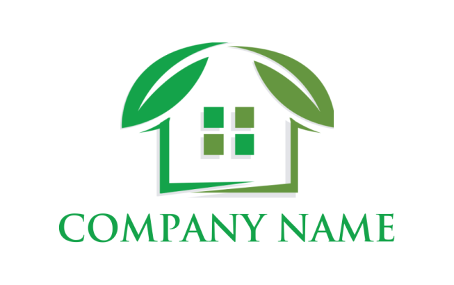 real estate logo of house with leaves and roof